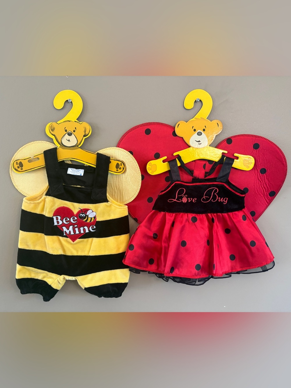 (2) Build-A-Bear Bee Mine and Love Bug Outfits 2010